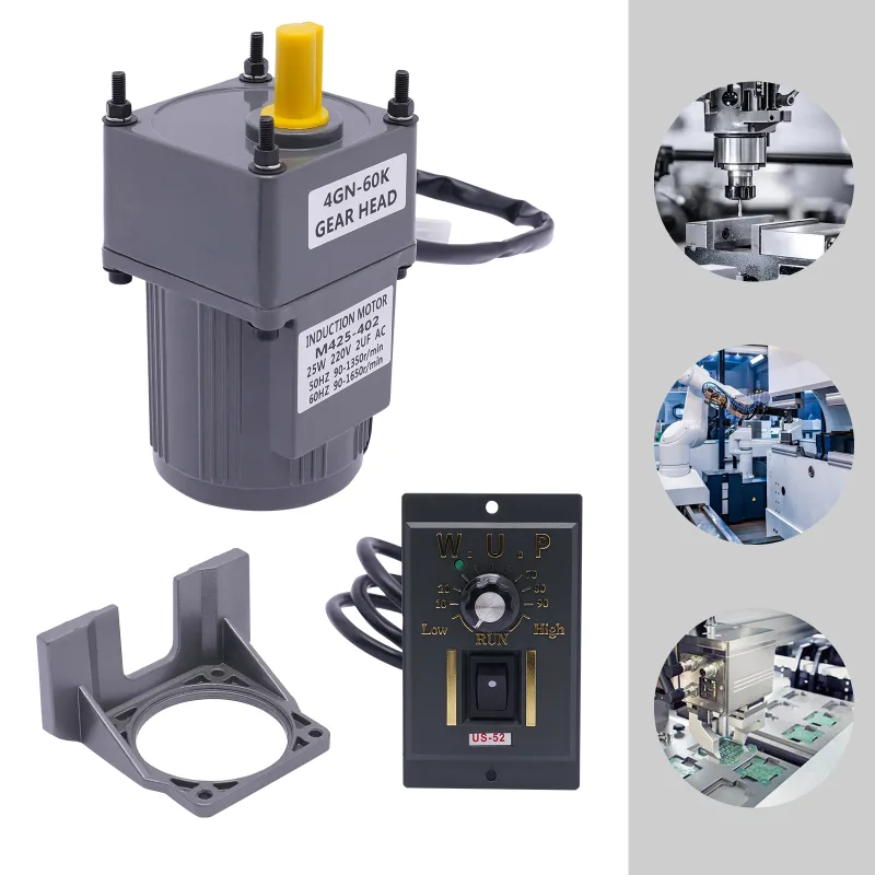 AC 220V Electric Gear Motor Variable Speed Controller Reduction Ratio 1:60 image 3
