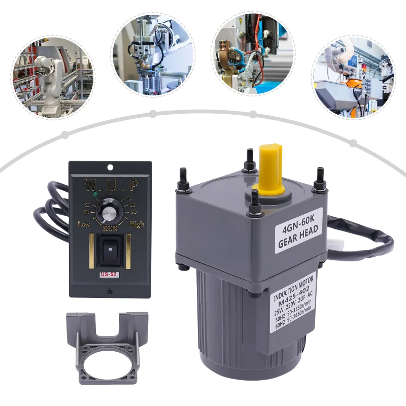 AC 220V Electric Gear Motor Variable Speed Controller Reduction Ratio 1:60 image 4
