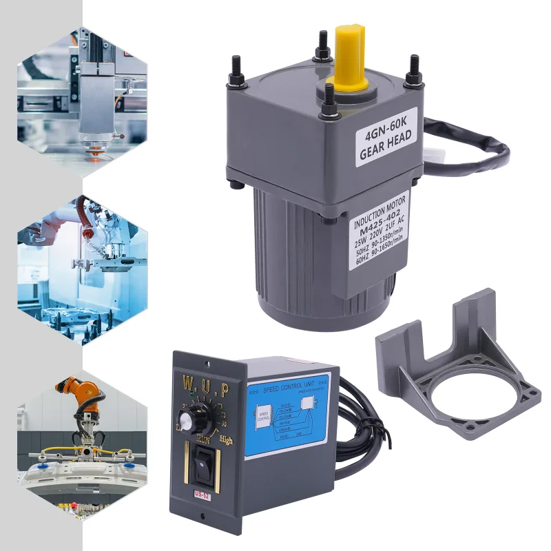 AC 220V Electric Gear Motor Variable Speed Controller Reduction Ratio 1:60 image 5