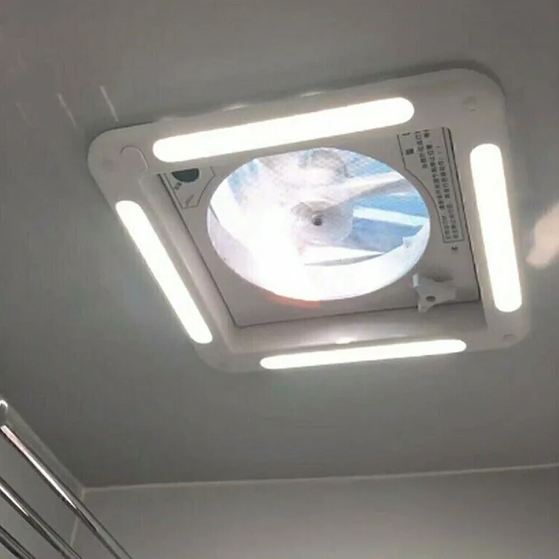 14" Roof Vent Fan Camper Van Motorhome w/ LED Light White RV Caravan Skylight Vent image 3
