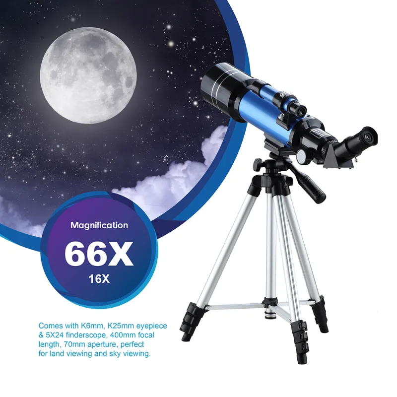 40070 Telescopes for Astronomy Beginners kids and Adults 70mm Astronomical Telescopes with Adjustable Tripod K6/25 Eyepi image 2