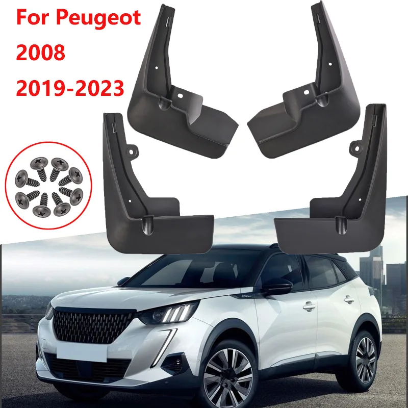 4X Splash Guards mudguard fender mudflaps mud flaps guards black plastic front rear left right For Peugeot 2008 2019-202 image 1