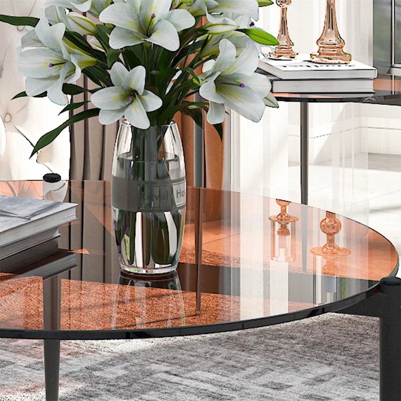 Round Tempered Glass Coffee Table Modern Side Table Decorative Center Table with Metal Legs for Living Room Office image 3