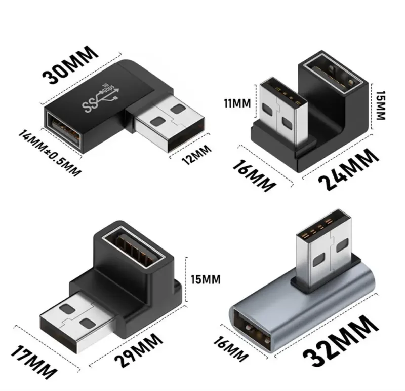 90 Degree Right Angle USB 3.0 Extension Adapter Upward Elbow USB Connector For PC Male to Female Extension Plug Converte image 6
