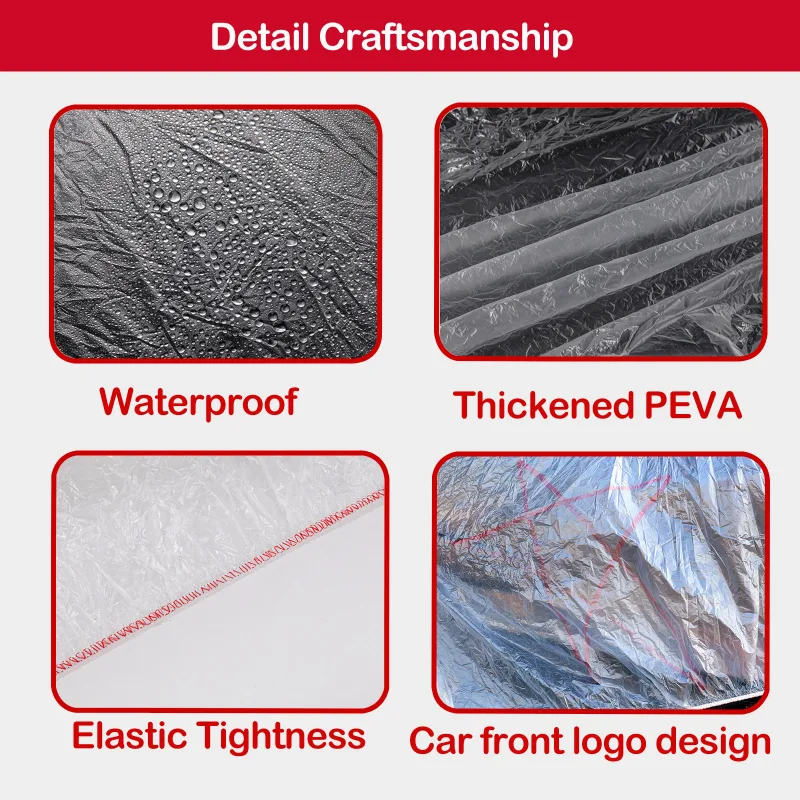 Universal Disposable Car Cover Clear Rain Proof Dustproof Thickened Plastic Vehicle Outdoor Garage 3.8x6.5m Exterior Acc image 5