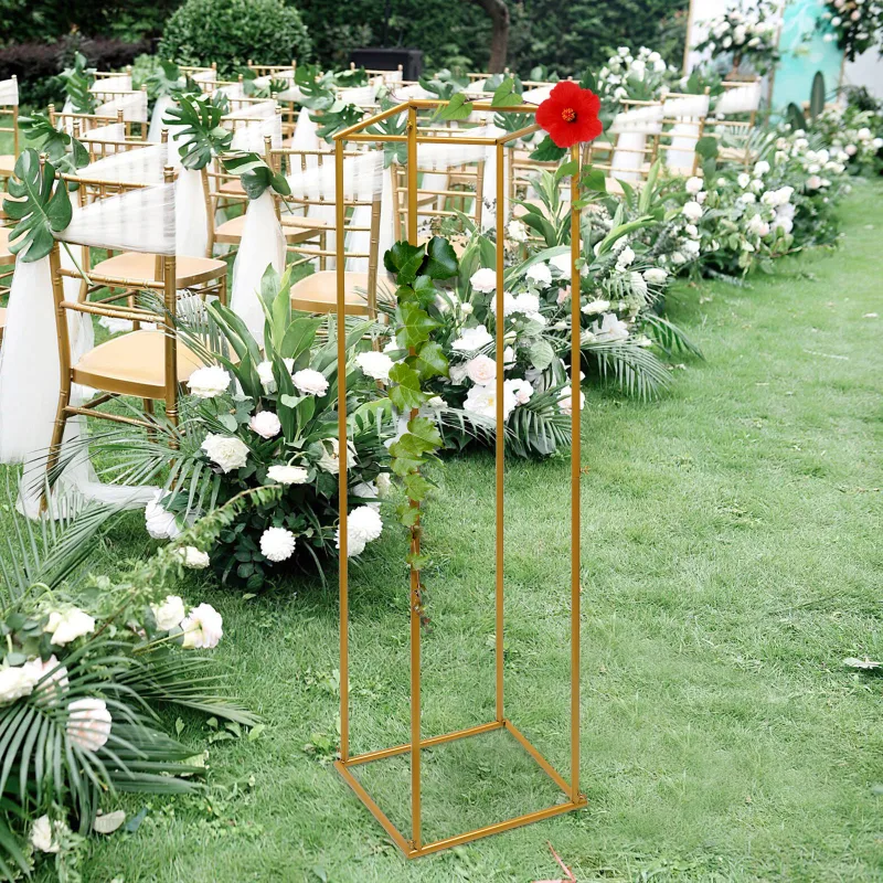 Gold Metal Column Flower Stand Wedding Backdrop Stand Flower Arrangement Plant Shelf For Wedding Party Dinner Decor 180c image 2