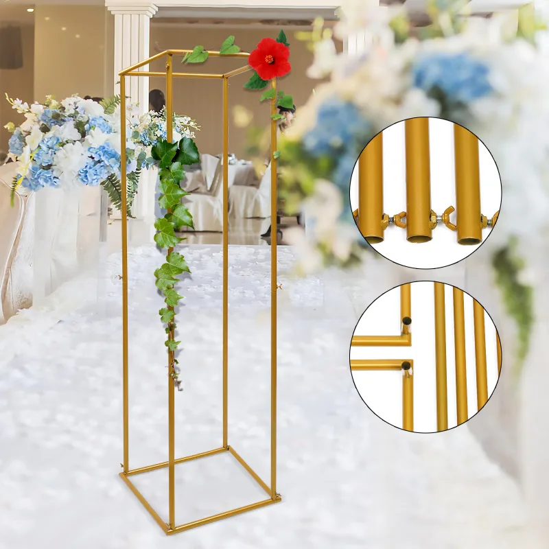 Gold Metal Column Flower Stand Wedding Backdrop Stand Flower Arrangement Plant Shelf For Wedding Party Dinner Decor 180c image 3