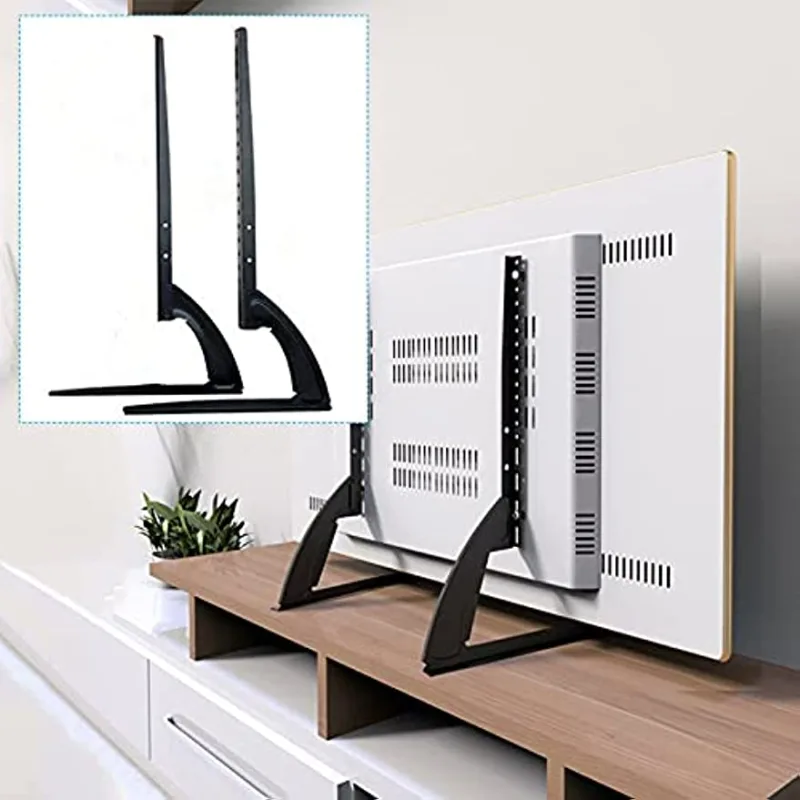 32-70 Inch Universal TV Stand Adjustable Height LCD LED Display Legs Feet Stand Durable Television Rack Black image 3