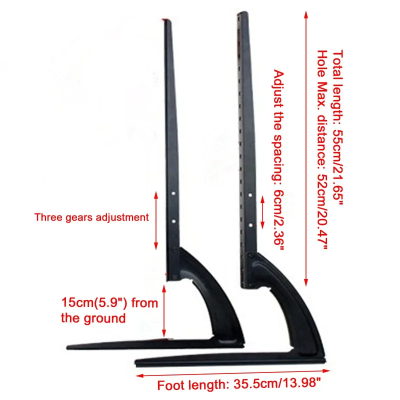 32-70 Inch Universal TV Stand Adjustable Height LCD LED Display Legs Feet Stand Durable Television Rack Black image 6
