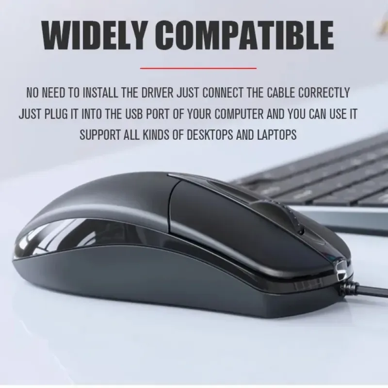 USB Optical Wired Mouse Laptop Home Office Mouse Anti Slip Roller 3D 1200DPI Game Mause Computer Accessories For PC Desk image 4