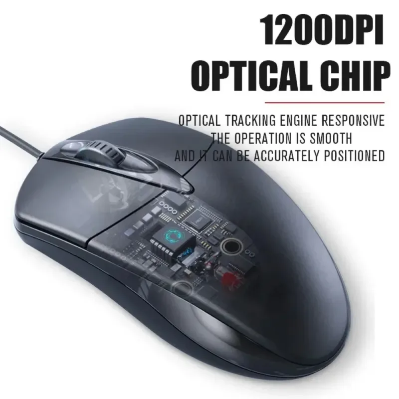 USB Optical Wired Mouse Laptop Home Office Mouse Anti Slip Roller 3D 1200DPI Game Mause Computer Accessories For PC Desk image 5