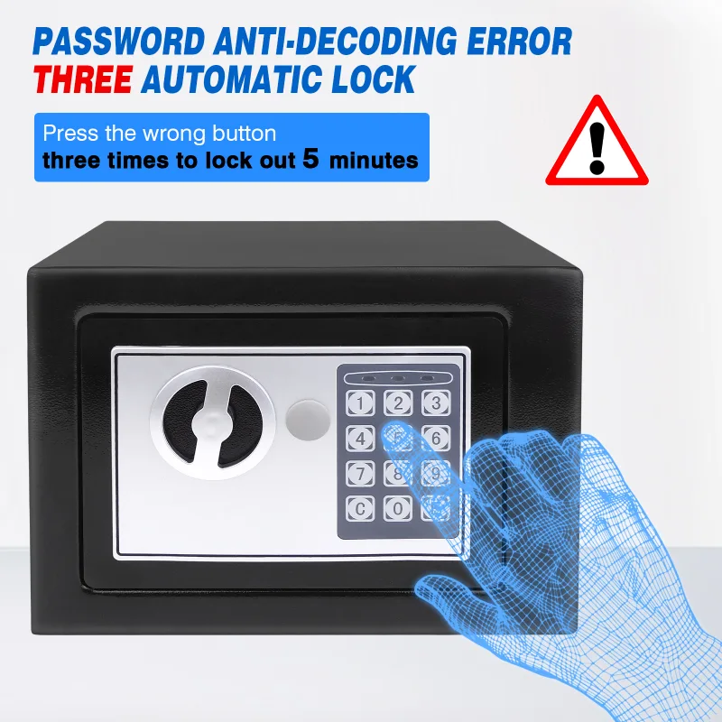 Safe Box Digital Safety Electronic Money Box for Cash Home Office, Jewelry, Large Capacity Security Steel with keys and  image 3