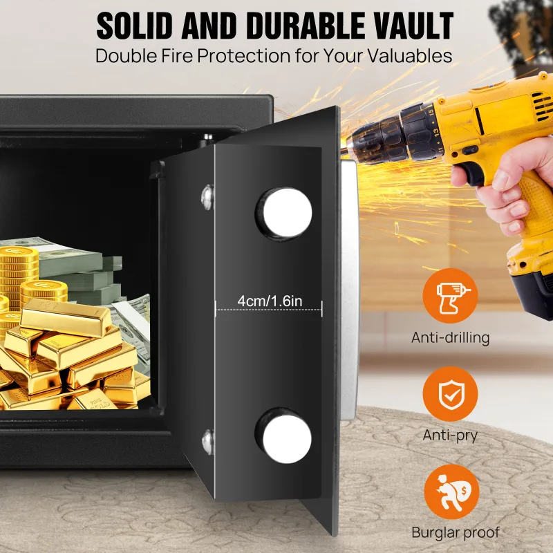 Safe Box Digital Safety Electronic Money Box for Cash Home Office, Jewelry, Large Capacity Security Steel with keys and  image 4