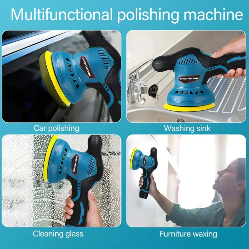 2 Batteries Cordless Car Polisher Buffer Sander Machine Polishing Pads Kit image 6