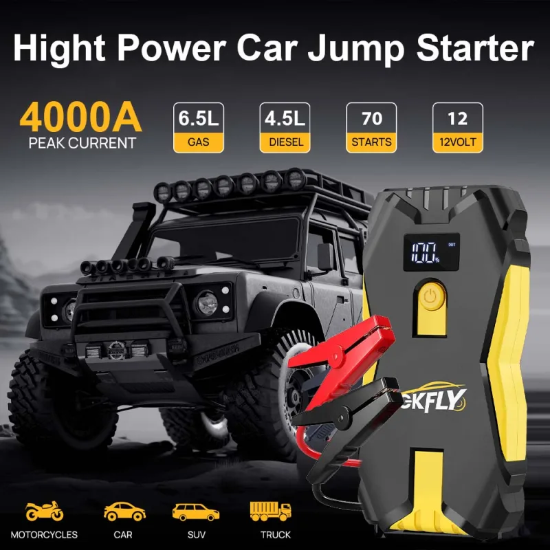 GKFLY 12V Car Jump Starter 18800mAh Power Bank Car Charger 3000A/4000A Starting Device Petrol Diesel Car Emergency Booster - image 3