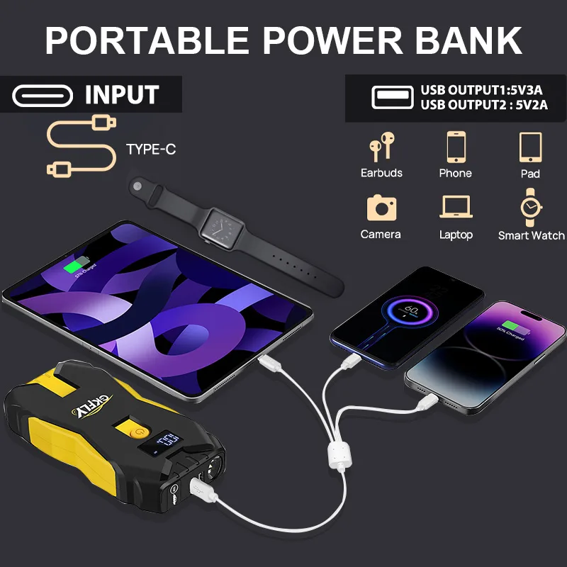 GKFLY 12V Car Jump Starter 18800mAh Power Bank Car Charger 3000A/4000A Starting Device Petrol Diesel Car Emergency Booster - image 4