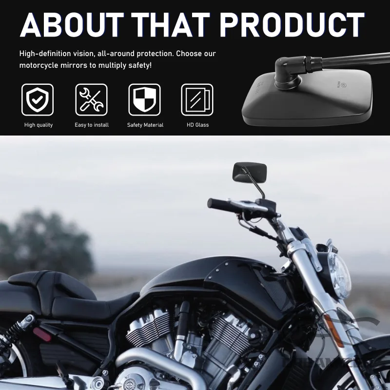 10MM Adjustment Black Motorcycle Rear View Mirrors 360 Degrees ATV Side Mirrors For Dirt Bike Scooter Moped Tricycle Qua image 5