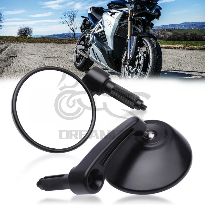 Motorcycle Round Big 7/8" Handle Bar End Rearview Side Mirrors for Honda Kawasaki Suzuki Yamaha Scooter image 1