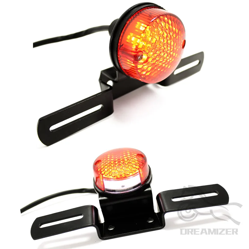 12V Red Lens Lamp Motorcycle License Plate Mount Holder Brake Tail Light Motorbike For Custom Bobber Chopper Dirt Bike A image 1