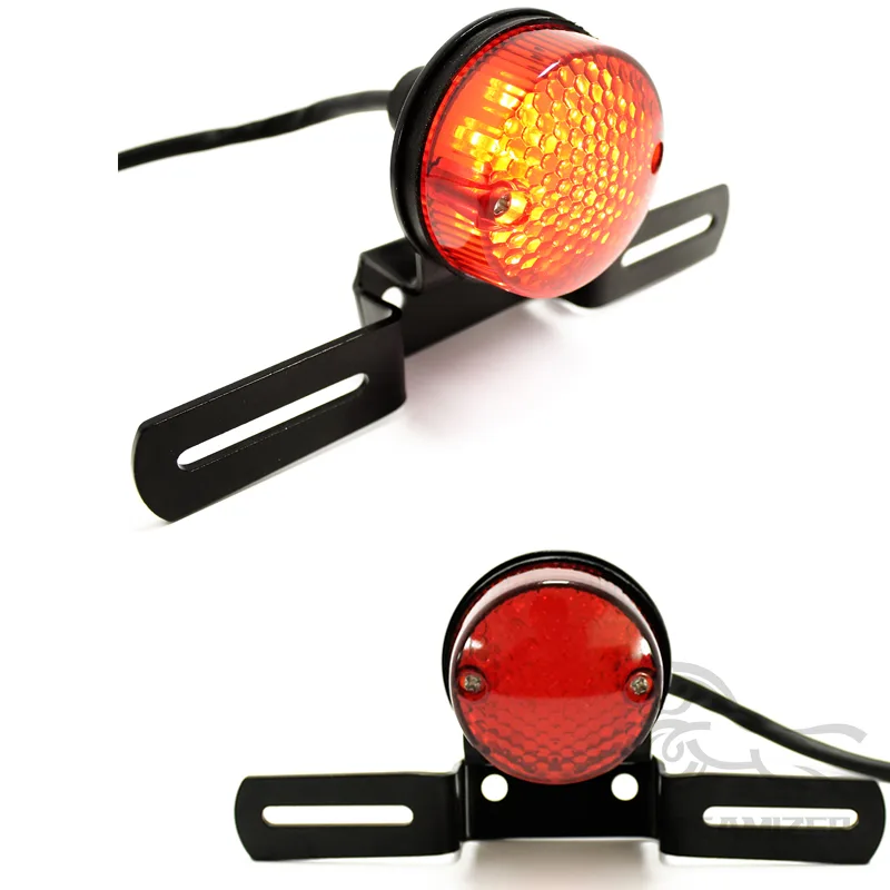 12V Red Lens Lamp Motorcycle License Plate Mount Holder Brake Tail Light Motorbike For Custom Bobber Chopper Dirt Bike A image 2