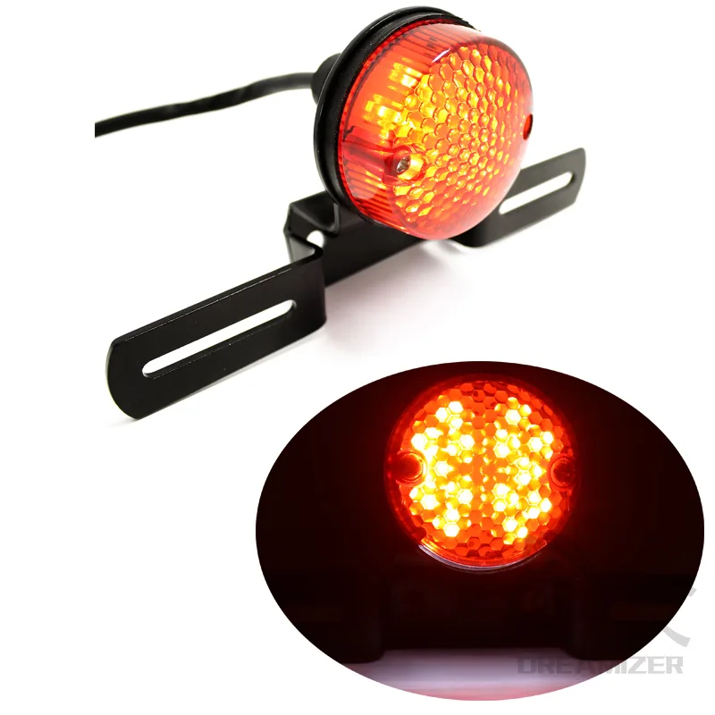 12V Red Lens Lamp Motorcycle License Plate Mount Holder Brake Tail Light Motorbike For Custom Bobber Chopper Dirt Bike A image 3