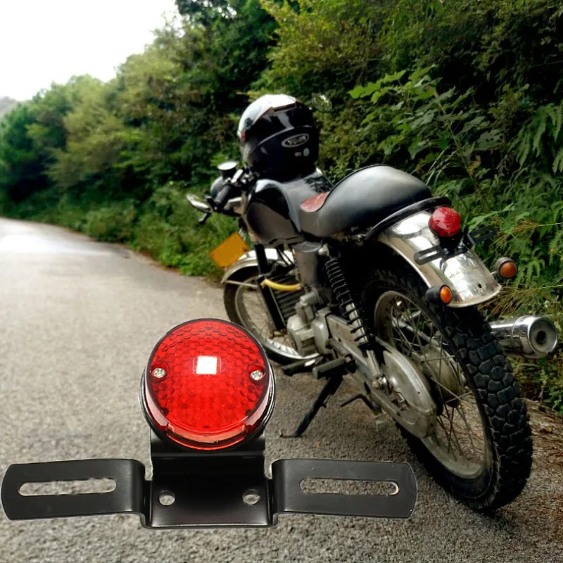 12V Red Lens Lamp Motorcycle License Plate Mount Holder Brake Tail Light Motorbike For Custom Bobber Chopper Dirt Bike A image 4