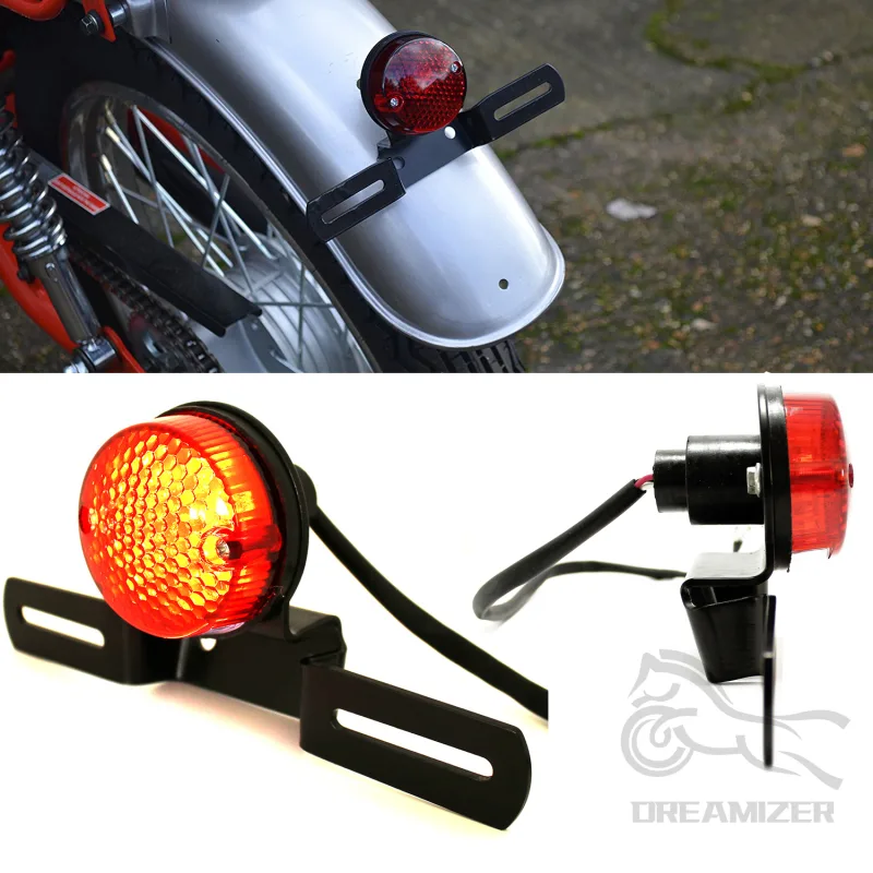 12V Red Lens Lamp Motorcycle License Plate Mount Holder Brake Tail Light Motorbike For Custom Bobber Chopper Dirt Bike A image 5