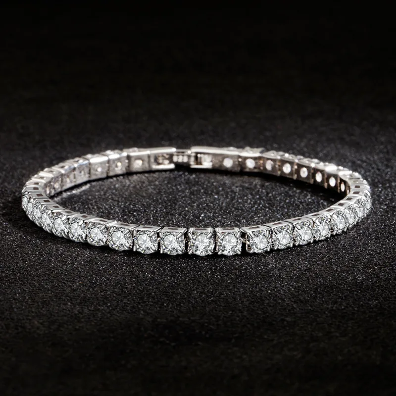 Lihong S925 Sterling Silver Bracelet Zirconia Tennis Ball Women Fashion Simple Engagement Wedding Charm Jewelry 4mm 16-2 image 3