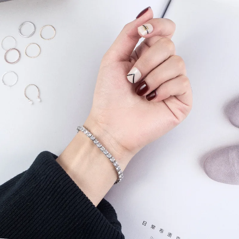 Lihong S925 Sterling Silver Bracelet Zirconia Tennis Ball Women Fashion Simple Engagement Wedding Charm Jewelry 4mm 16-2 image 5