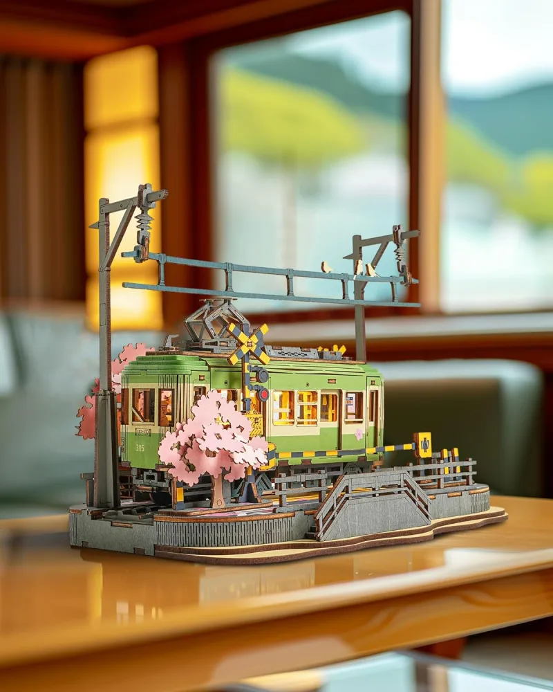 Robotime Sakura Journey 3D Wood Puzzle Tram image 3