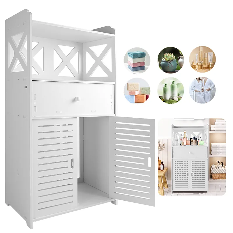 Bathroom Storage Cabinet 3 Tier Cabinet Organizer with Door Bathroom Furniture Free-standing Bathroom Storage Unit image 1