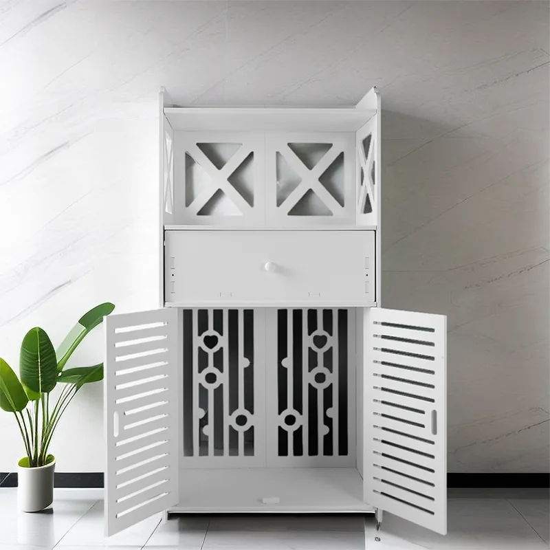 Bathroom Storage Cabinet 3 Tier Cabinet Organizer with Door Bathroom Furniture Free-standing Bathroom Storage Unit image 5