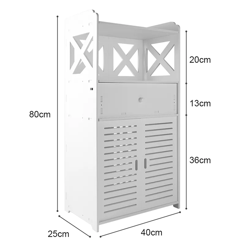Bathroom Storage Cabinet 3 Tier Cabinet Organizer with Door Bathroom Furniture Free-standing Bathroom Storage Unit image 6