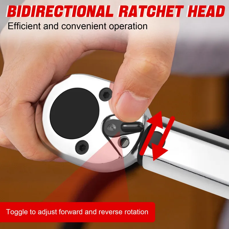 28-210Nm Ratchet Torque Wrench 1/2" Wheel Bolt Wheel Nut Wrench 460mm with Extension & Wheel Bolt Sockets 17mm/19mm/21mm image 4