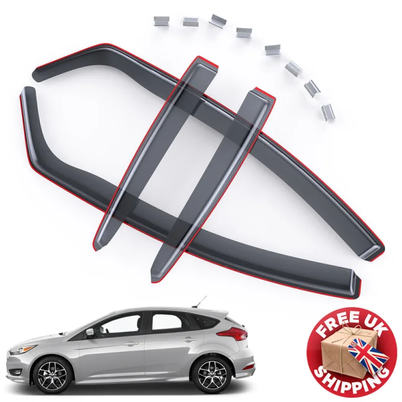 GEARZAAR For Ford Focus MK3 2012-18 5 Door Saloon/Hatchback Wind Rain Deflectors 4pc image 1