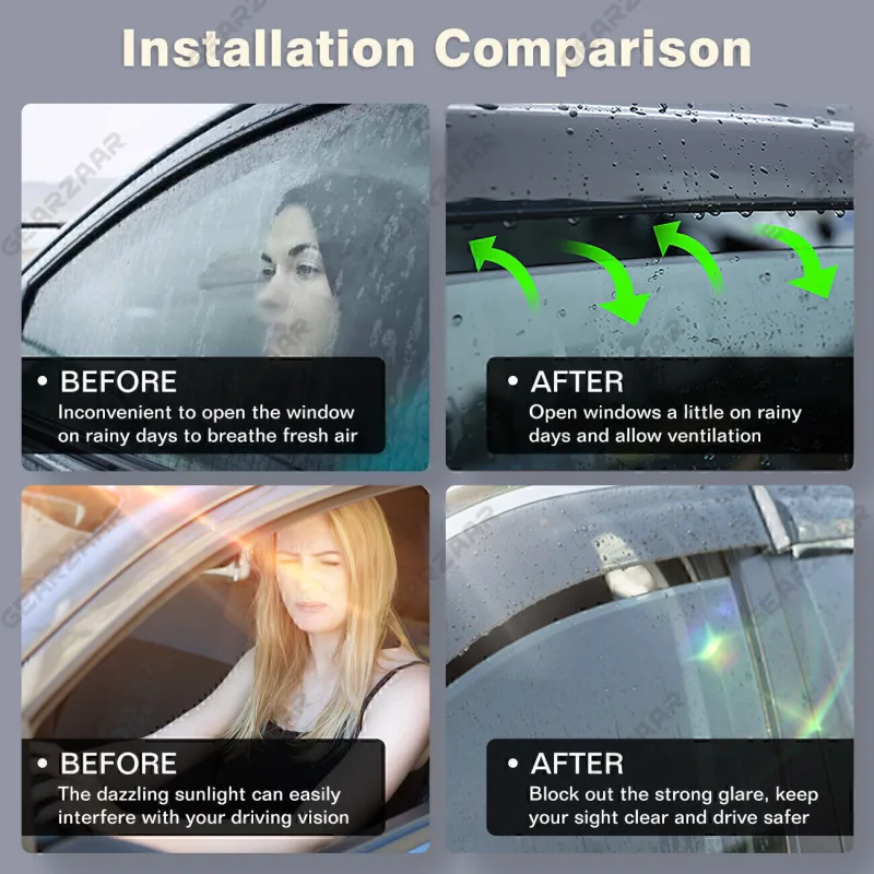 GEARZAAR For Ford Focus MK3 2012-18 5 Door Saloon/Hatchback Wind Rain Deflectors 4pc image 3
