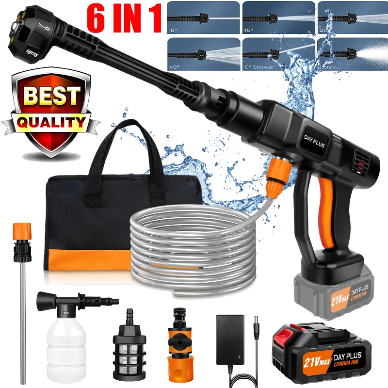 6 IN 1 Brushless 21V Electric High Pressure Washer Cordless Efficient Car Garden Cleaning Spray Gun with Powerful 3.0Ah  image 1