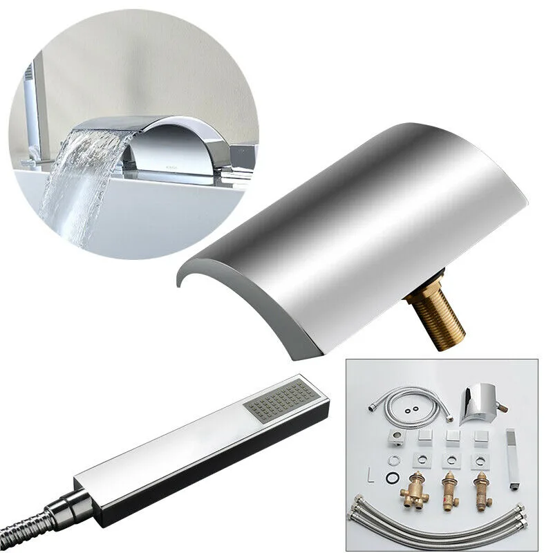Waterfall Faucets Kitchen Bathroom Sink Faucets Stylish Shower Tap with 5-Hole Chrome-Plated Brass Shower Head image 4
