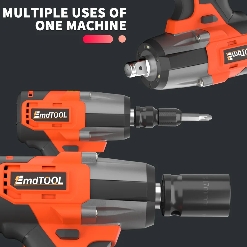 EMDTOOL Cordless Impact Wrench, 1/2 inch Driver Brushless Impact Gun, Variable Speed 3200rpm & Max Torque 1500Nm,4 Socke image 4