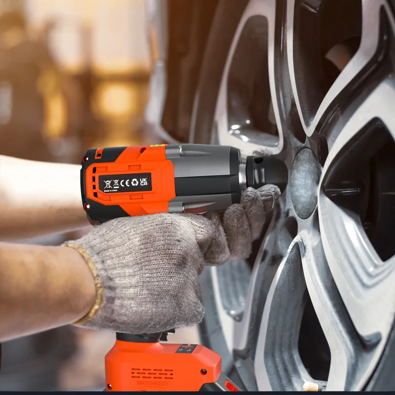 EMDTOOL Cordless Impact Wrench, 1/2 inch Driver Brushless Impact Gun, Variable Speed 3200rpm & Max Torque 1500Nm,4 Socke image 5