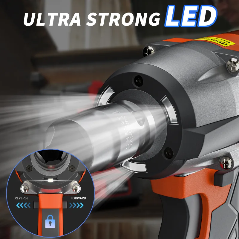 EMDTOOL Cordless Impact Wrench, 1/2 inch Driver Brushless Impact Gun, Variable Speed 3200rpm & Max Torque 1500Nm,4 Socke image 6