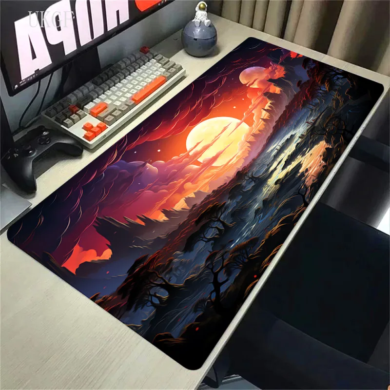 Mouse Pads Landscape Mountain Sunset Cartoon Table Mats Company Mousepad Deskmat Aesthetic Large Gamer Non-slip Mouse Mat 100x50 - image 2