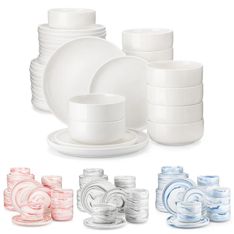 MALACASA 18/36-Piece Ceramic Plate Porcelain Dinnerware Set with 6/12 Pcs Dinner/Dessert Plates,Bowl Tableware Set for 6 image 1