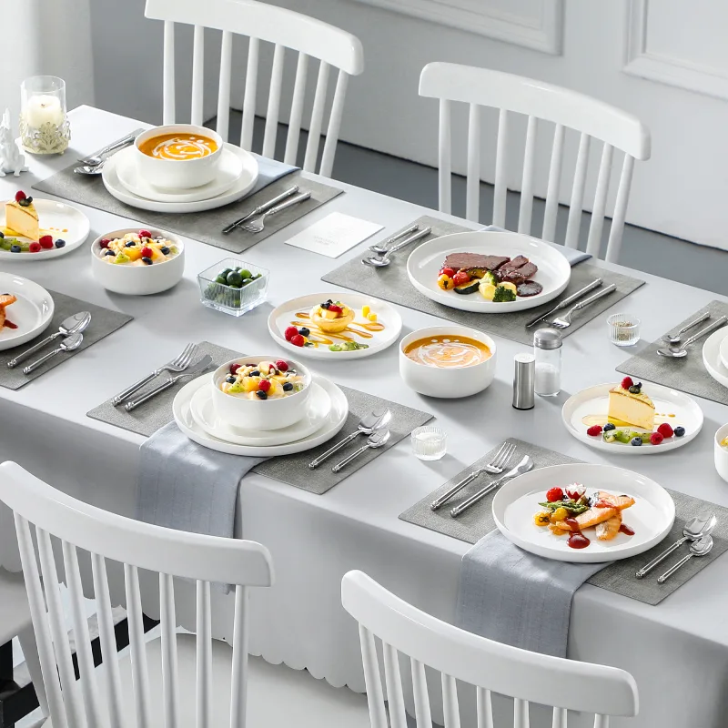 MALACASA 18/36-Piece Ceramic Plate Porcelain Dinnerware Set with 6/12 Pcs Dinner/Dessert Plates,Bowl Tableware Set for 6 image 5