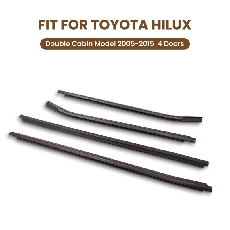 4x Outside Window Door Window Seal Strips for Toyota HILUX Double Cab 2005-2015 for SR5/VIGO/MK6 PICKUP 06-15 DOUBLE CAB image 1