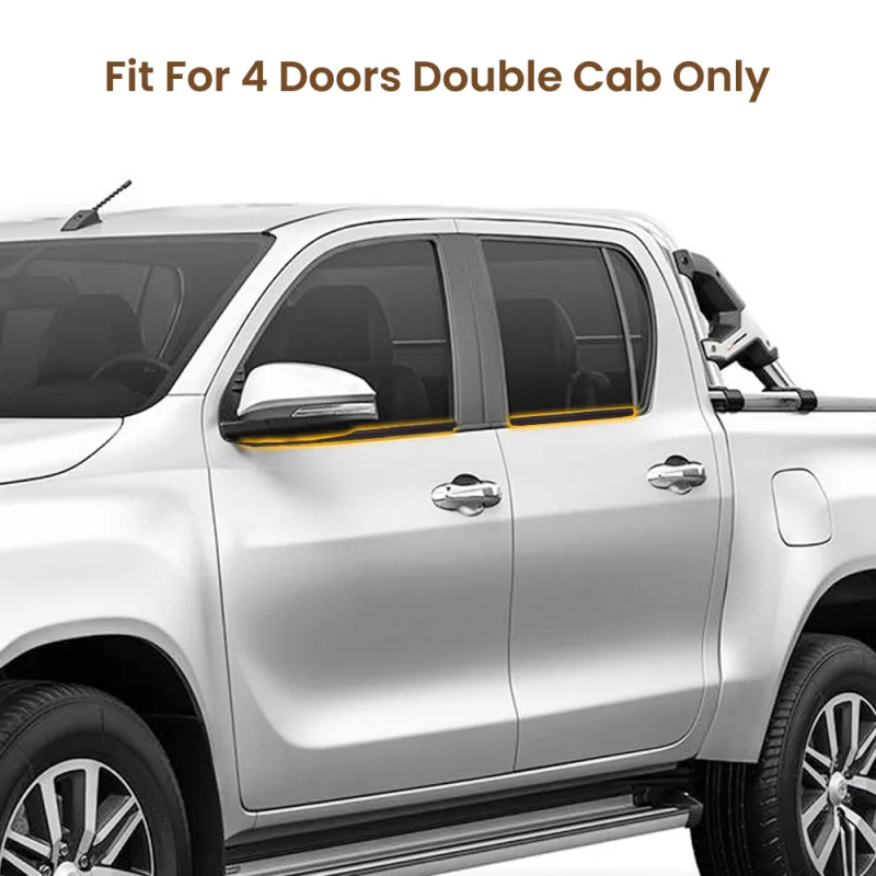 4x Outside Window Door Window Seal Strips for Toyota HILUX Double Cab 2005-2015 for SR5/VIGO/MK6 PICKUP 06-15 DOUBLE CAB image 4