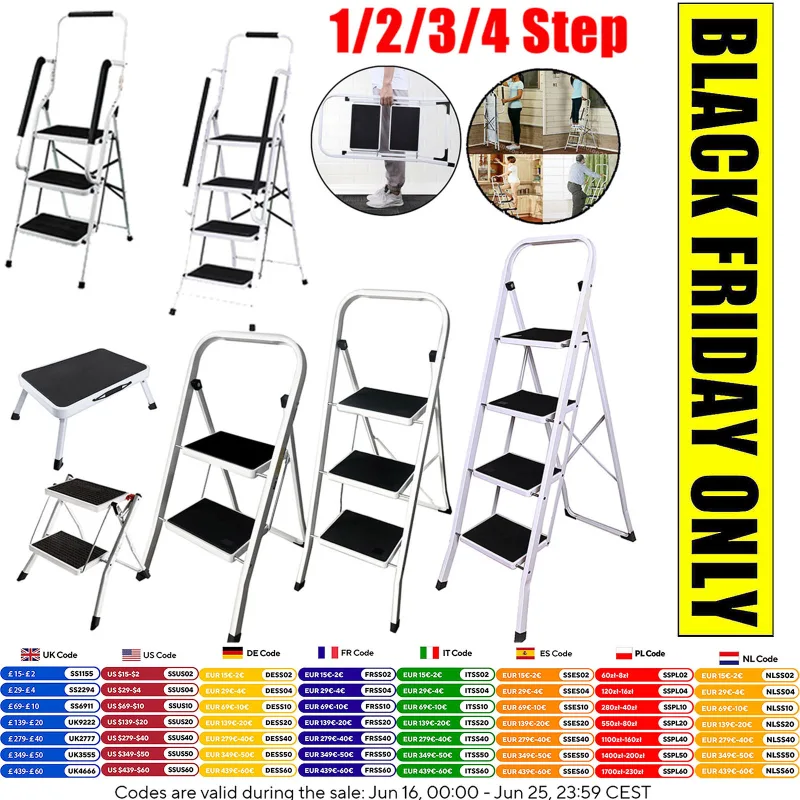 Folding Steel Step Ladder Heavy Duty Stool image 1