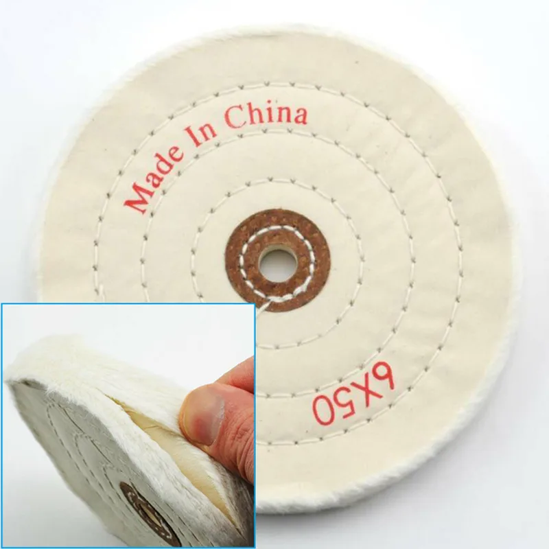 4Pcs Spiral Stitched Cotton Buffing Polishing Wheel Mop Tool For Bench Grinder image 3