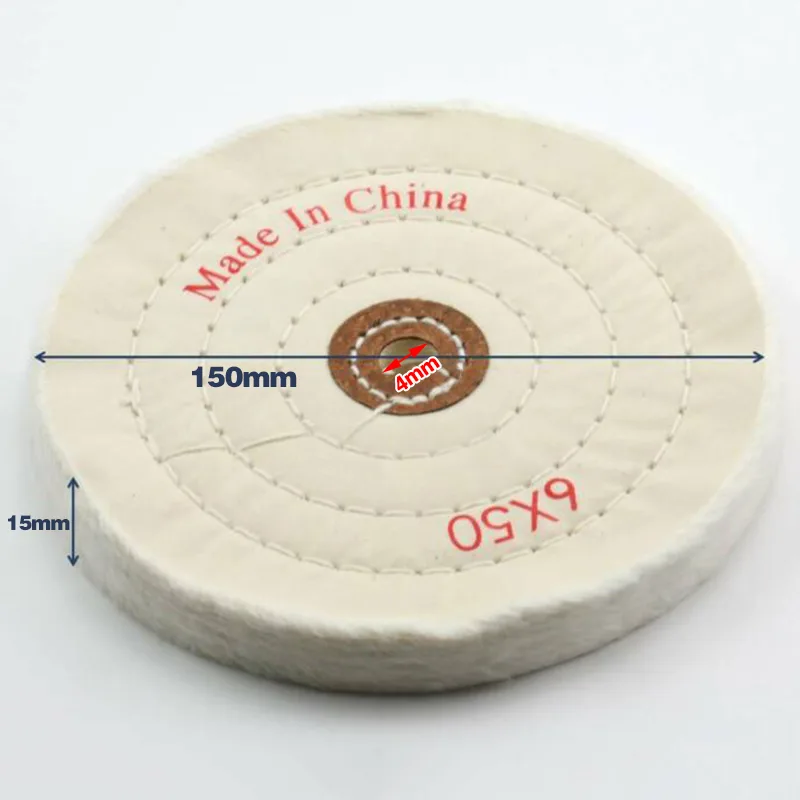 4Pcs Spiral Stitched Cotton Buffing Polishing Wheel Mop Tool For Bench Grinder image 6