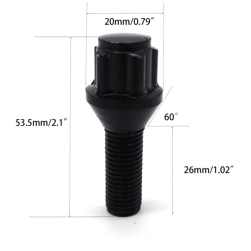 Car Alloy Wheel Locks 10.9 Steel M12x1.5 Black image 6